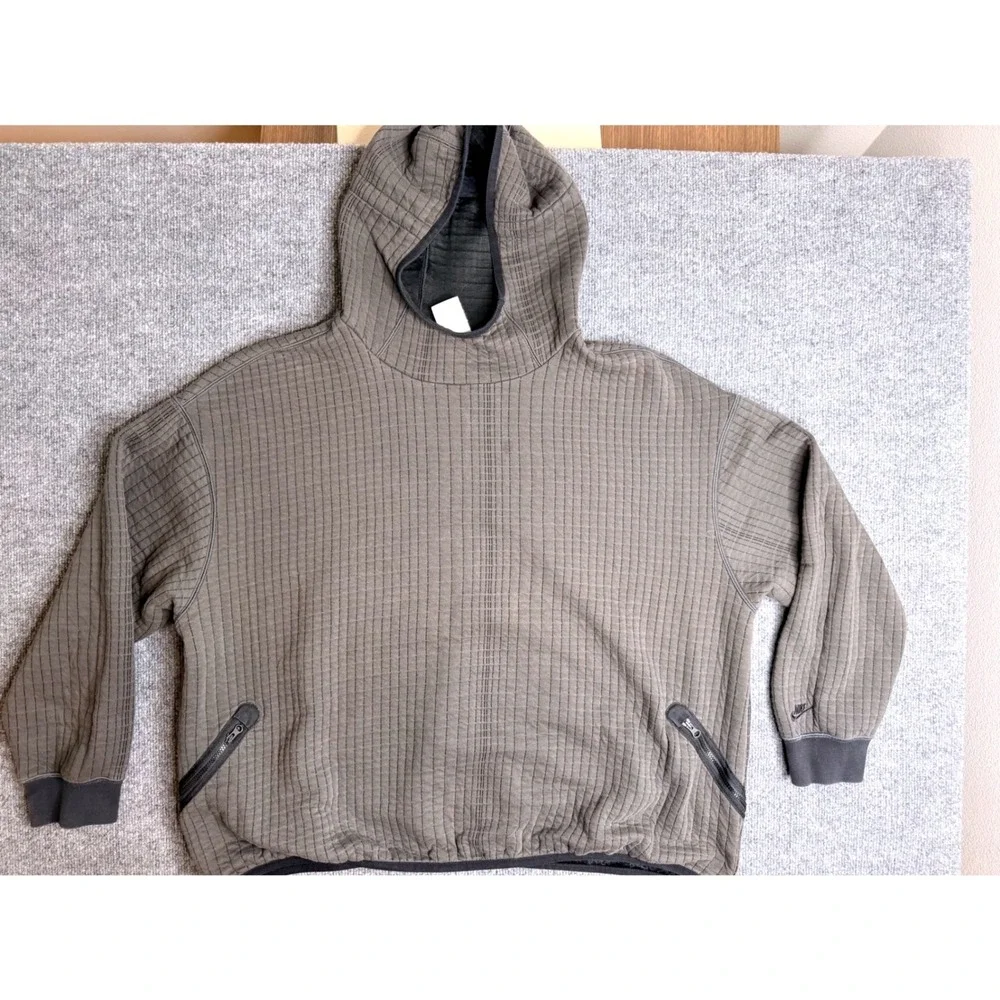 Nike Tech Pack Therma-FIT ADV Hoodie XL Olive Grey Waffle Knit‎ Pullover Mens